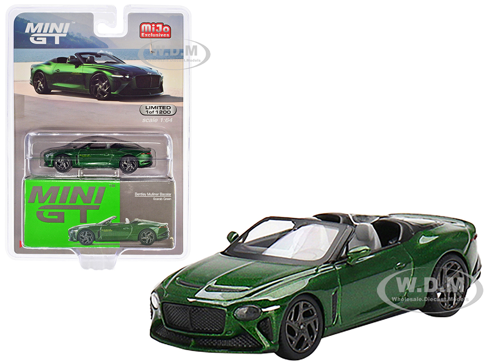 Bentley Mulliner Bacalar Convertible Scarab Green Metallic Limited Edition to 1200 pieces Worldwide 1/64 Diecast Model Car by Mini GT