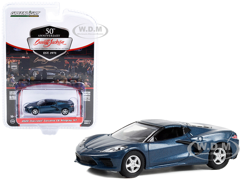 2020 Chevrolet Corvette C8 Stingray 1LT Shadow Gray Metallic (Lot 421.2) Barrett Jackson "Scottsdale Edition" Series 11 1/64 Diecast Model Car by Gre