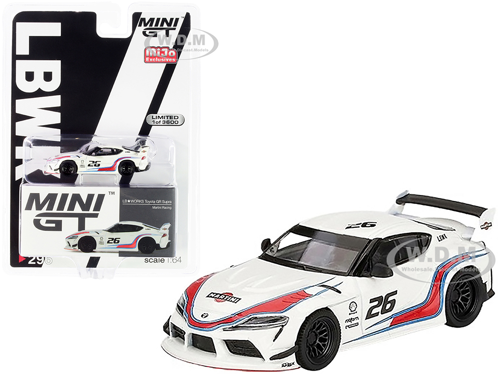 Toyota GR Supra LB WORKS 26 White "Martini Racing" Limited Edition to 3600 pieces Worldwide 1/64 Diecast Model Car by True Scale Miniatures