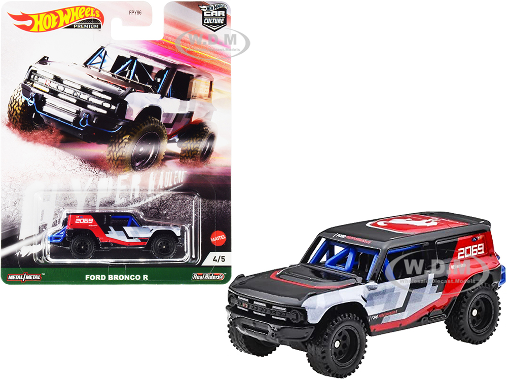 Ford Bronco R Black and Red with Graphics Hyper Haulers Series Diecast Model Car by Hot Wheels