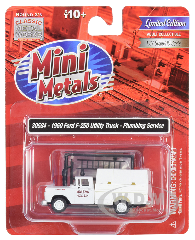 1960 Ford F-250 Utility Truck "plumbing Service" White 1/87 (ho) Scale Model By Classic Metal Works