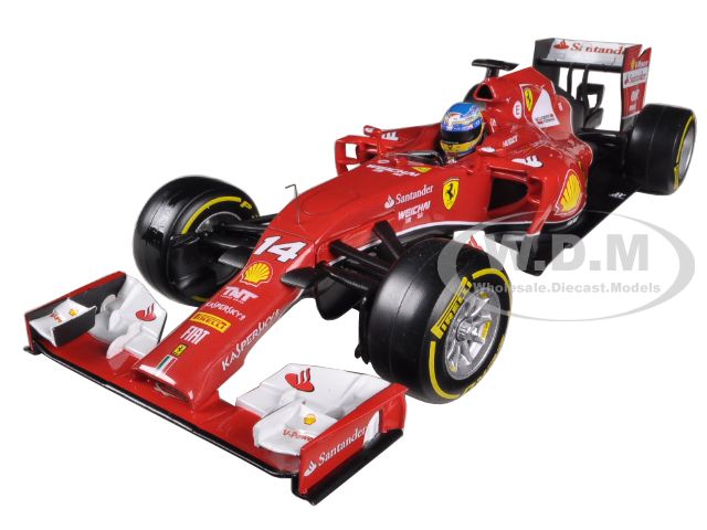Image of 2014 Ferrari F1 F14 T Formula 1 F2014 Fernando Alonso 1/18 Diecast Car Model by Hotwheels