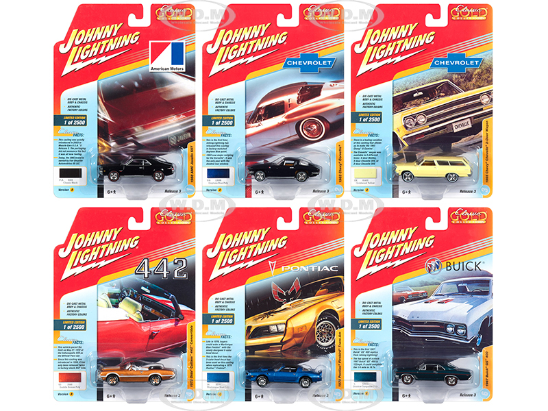 Classic Gold 2018 Release 3 Set A Of 6 Cars 1/64 Diecast Models By Johnny Lightning