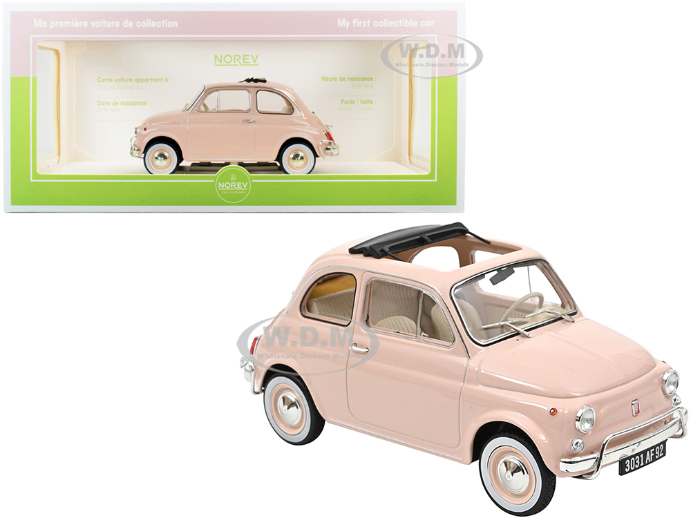 1968 Fiat 500L Pink With Special BIRTH Packaging My First Collectible Car 1/18 Diecast Model Car By Norev