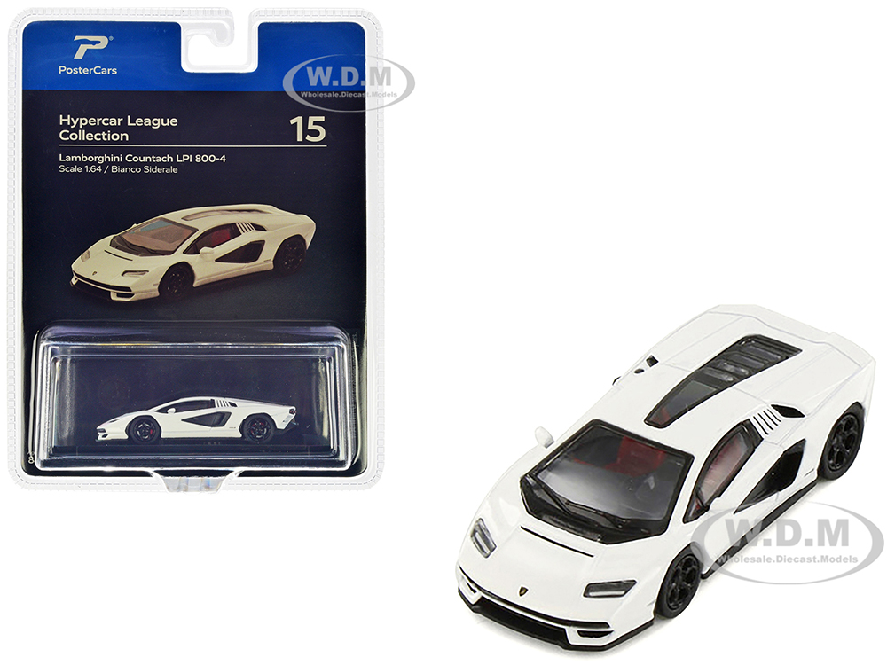 Lamborghini Countach LPI 800-4 Bianco Siderale White Hypercar League Collection 1/64 Diecast Model Car by PosterCars