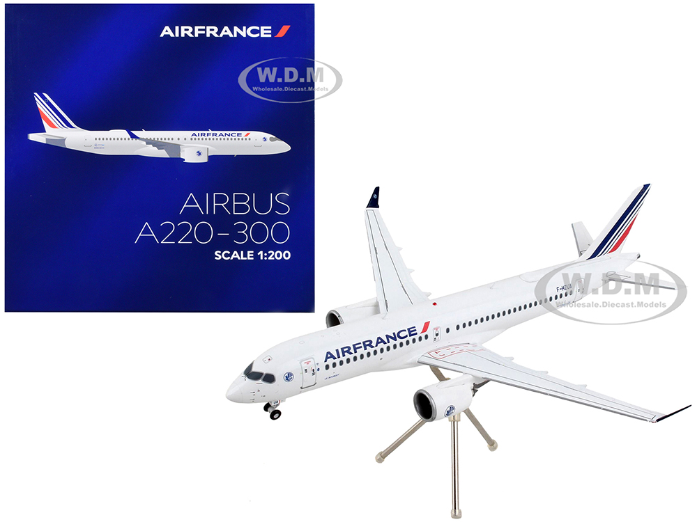 Airbus A220-300 Commercial Aircraft "Air France" White with Striped Tail "Gemini 200" Series 1/200 Diecast Model Airplane by GeminiJets