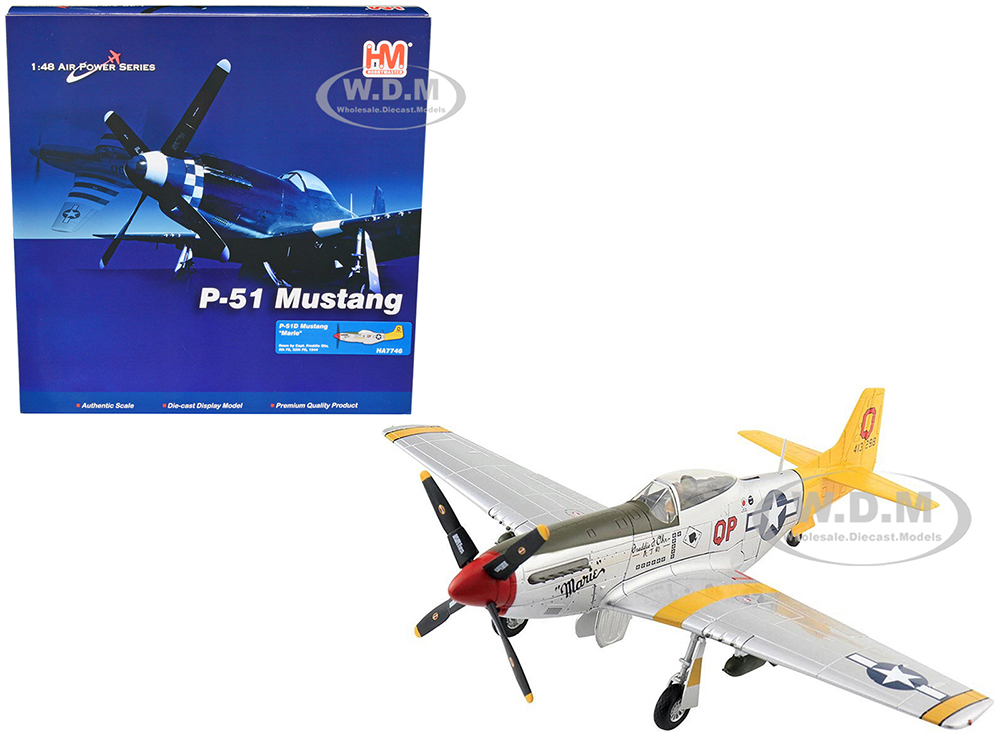 North American P-51D Mustang Fighter Aircraft Marie Capt. Freddie Ohr 2th FS 52th FG (1944) Air Power Series 1/48 Diecast Model by Hobby Master