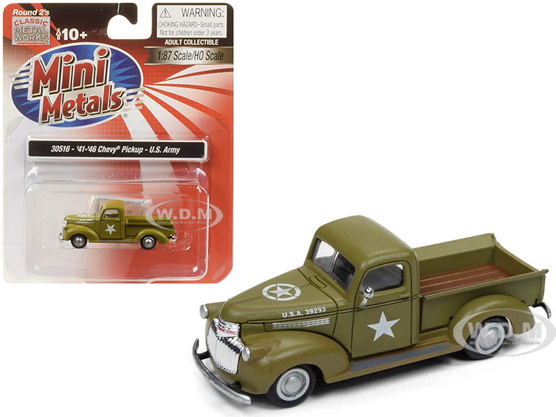 1941-1946 Chevrolet Pickup Truck U.s. Army 1/87 (ho) Scale Model Car By Classic Metal Works