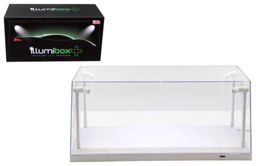 Collectible Display Show Case with LED Lights for 1/18 1/24 Models with White Base by Illumibox