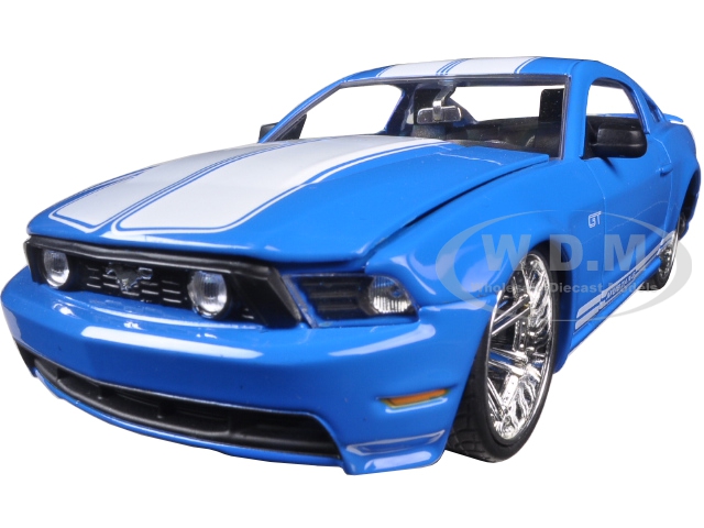 2010 Ford Mustang GT Blue With White Stripes 1/24 Diecast Model Car by Jada