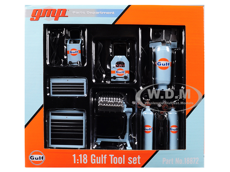 Garage Shop Tools Gulf Oil Set Of 6 Pieces 1/18 Diecast Replica By Gmp