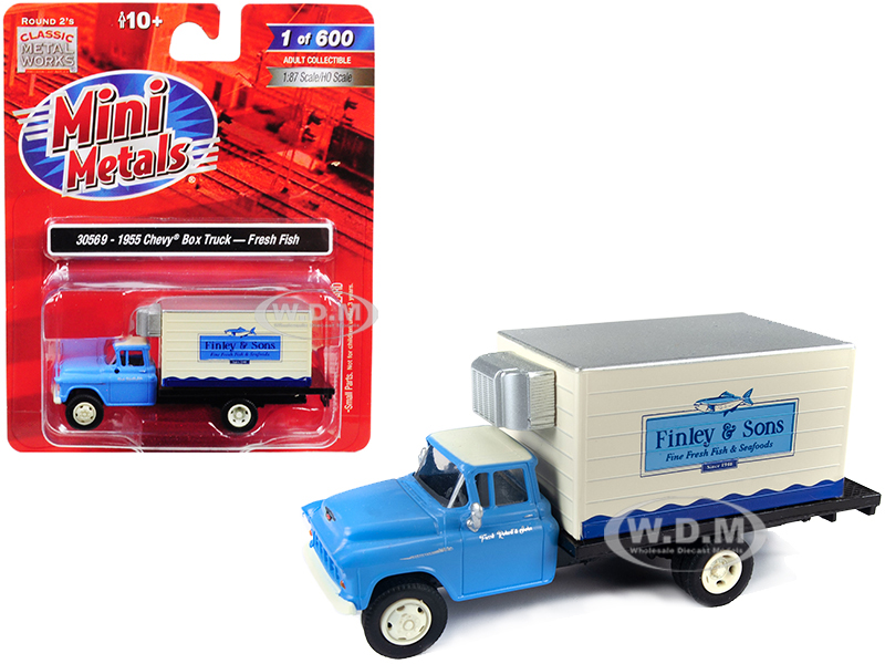 1955 Chevrolet Refrigerated Reefer Box Truck "finley & Sons" (fresh Fish) 1/87 (ho) Scale Model By Classic Metal Works