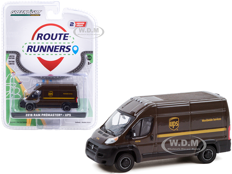 2018 Ram ProMaster 2500 Cargo High Roof Van Brown United Parcel Service (UPS) Worldwide Services Route Runners Series 2 1/64 Diecast Model by Greenlight