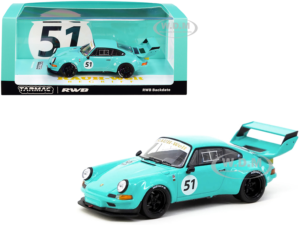 RWB Backdate 51 Turquoise Blue "RAUH-Welt BEGRIFF" 1/43 Diecast Model Car by Tarmac Works