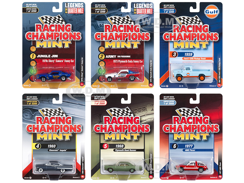 2018 Mint Release 2 Set A of 6 Cars 1/64 Diecast Models by Racing Champions