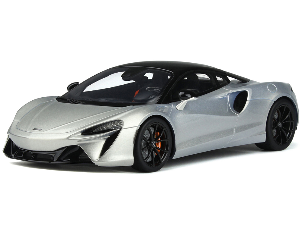 2021 McLaren Artura Silver Metallic With Black Top 1/18 Model Car By GT Spirit