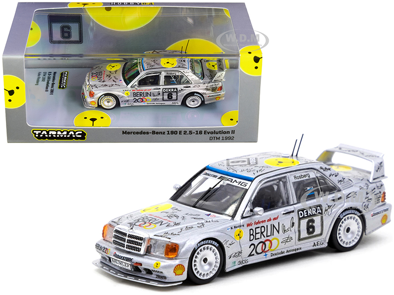 Mercedes Benz 190E 2.5-16 Evolution II 6 Keke Rosberg "Deutsche Tourenwagen Meisterschaft" DTM (1992) 1/64 Diecast Model Car by Tarmac Works