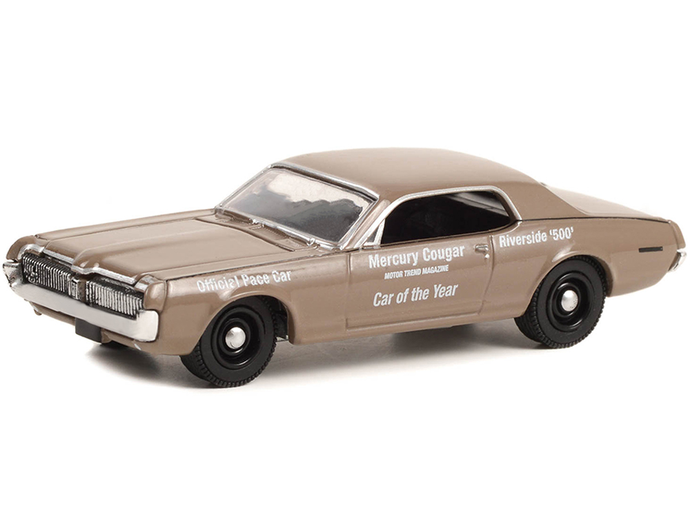 1967 Mercury Cougar Tan Riverside 500 Official Pace Car Motor Trend Magazine Car Of The Year 1/64 Diecast Model By Greenlight