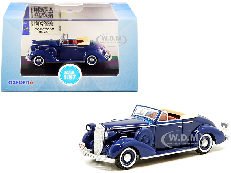 1936 Buick Special Convertible Coupe Musketeer Blue 1/87 (HO) Scale Diecast Model Car by Oxford Diecast