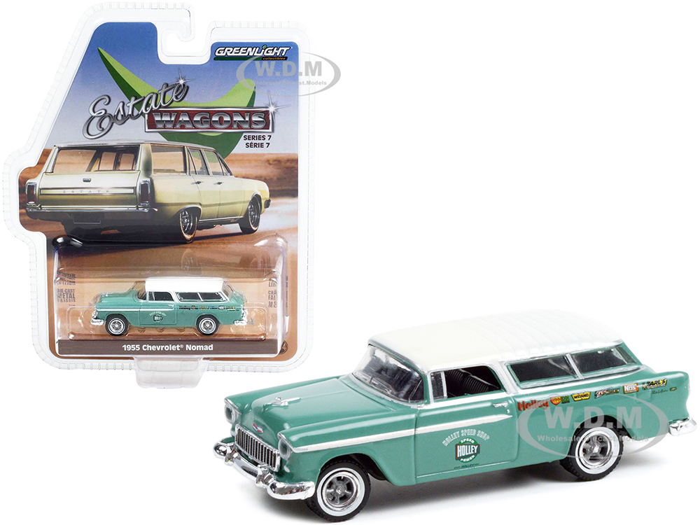 1955 Chevrolet Nomad Green with White Top "Holley Speed Shop" "Estate Wagons" Series 7 1/64 Diecast Model Car by Greenlight