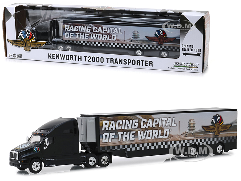 Kenworth T2000 Transporter "indianapolis Motor Speedway Wheel Wings & Flag" "hobby Exclusive" 1/64 Diecast Model By Greenlight