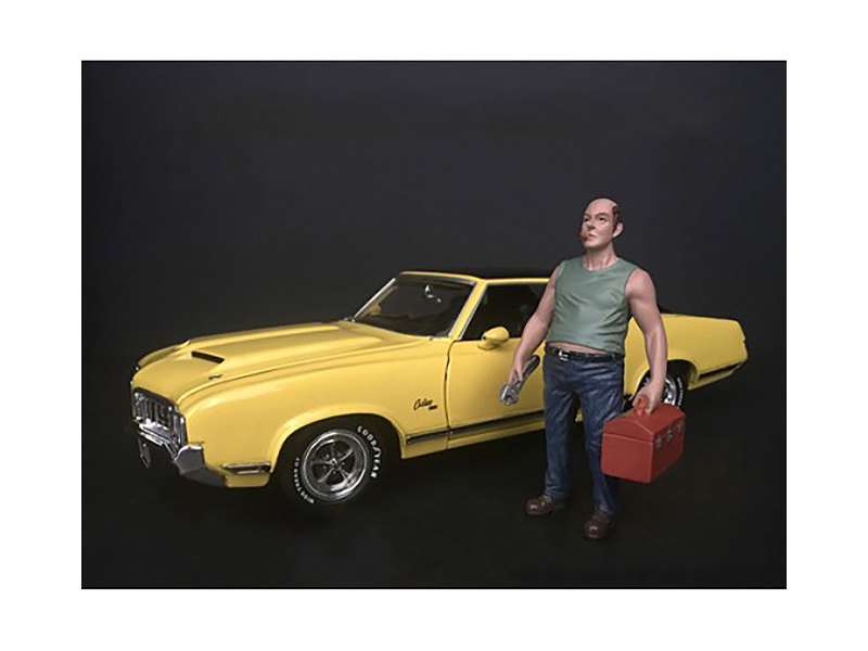 Mechanic Sam With Tool Box Figurine For 1/24 Scale Models By American Diorama