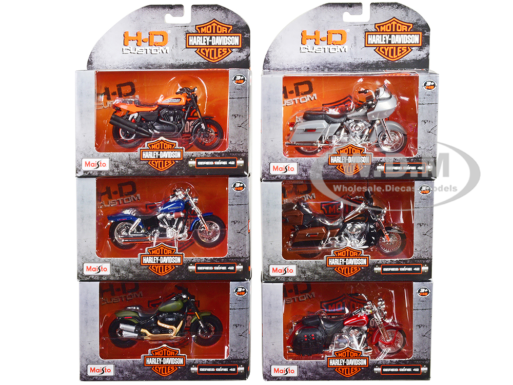 Harley-Davidson Motorcycles 6 piece Set Series 42 1/18 Diecast Motorcycle Models by Maisto