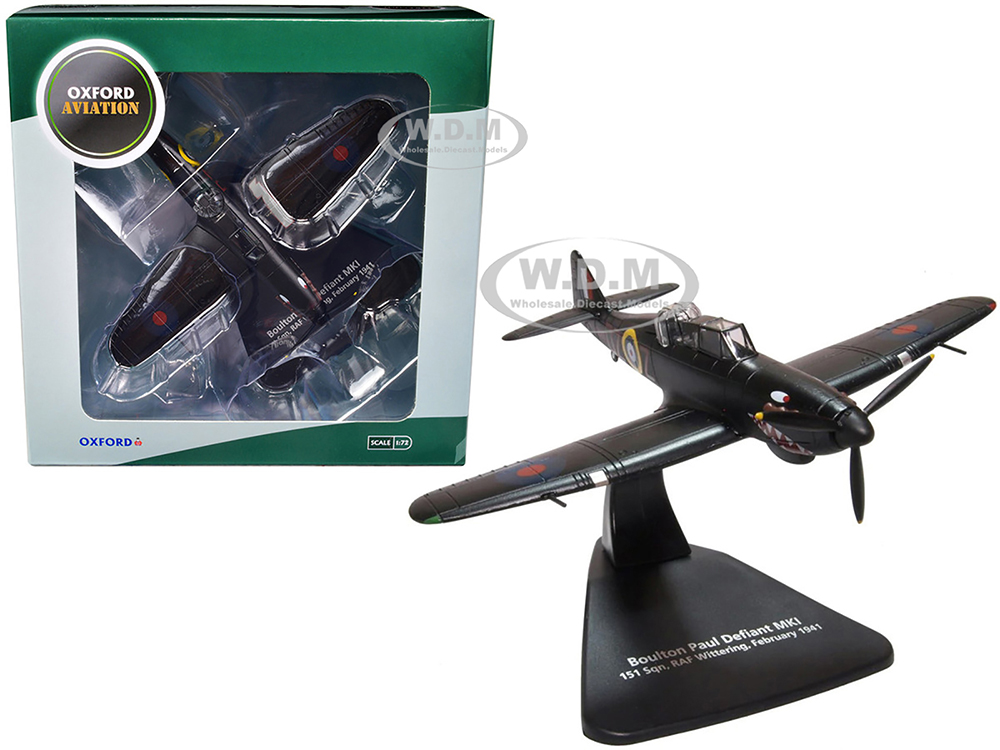 Boulton Paul Defiant MK I Aircraft 151 Squadron RAF Wittering (February 1941) Oxford Aviation Series 1/72 Diecast Model Airplane by Oxford Diecast