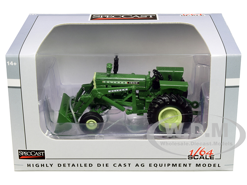 Oliver 1950 Wide Front Tractor With Loader Green 1/64 Diecast Model By Speccast
