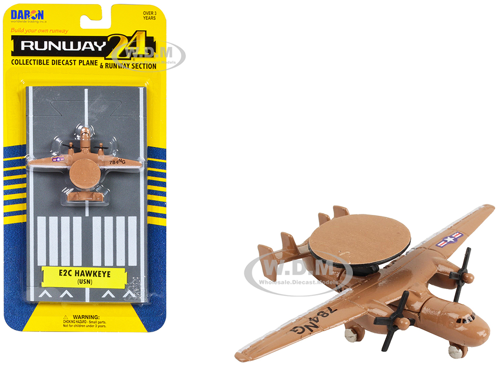 Northrop Grumman E-2C Hawkeye Aircraft Tan United States Navy with Runway Section Diecast Model Airplane by Runway24