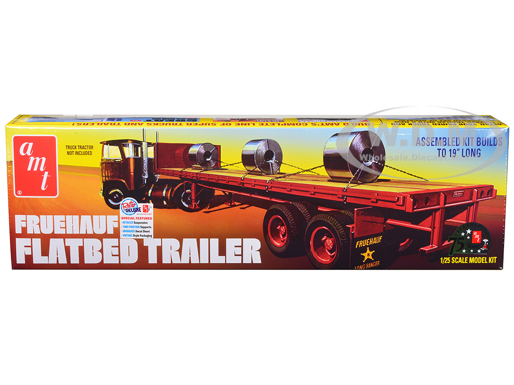 Skill 3 Model Kit Fruehauf Flatbed Trailer 1/25 Scale Model By AMT