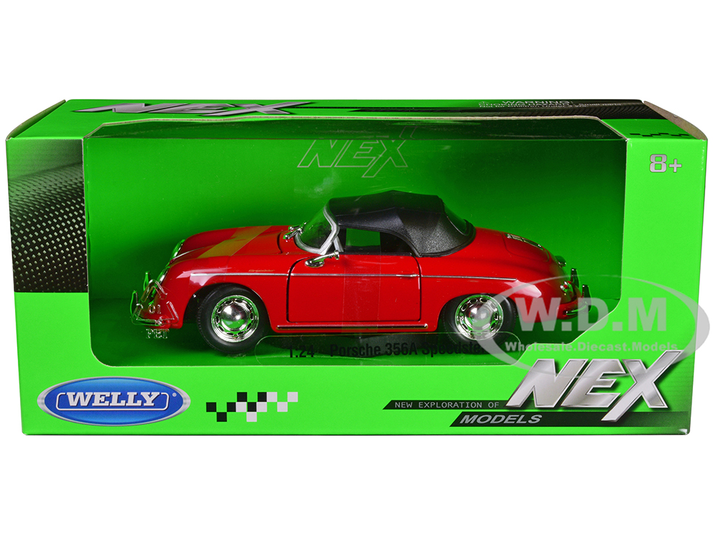 Porsche 356A Speedster Red with Black Soft Top 
