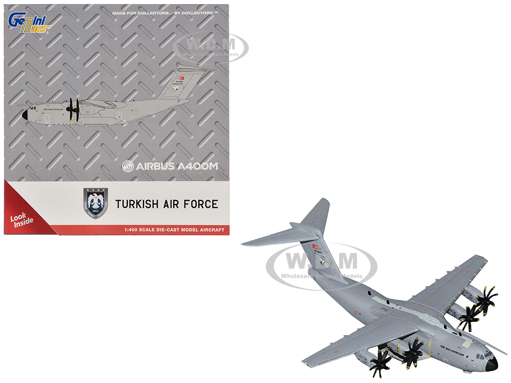 Airbus A400M Atlas Transport Aircraft Turkish Air Force (18-0093) Gray Gemini Macs Series 1/400 Diecast Model Airplane by GeminiJets