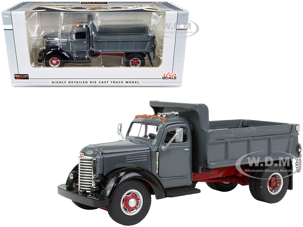 International KB-8 Truck Gray And Black With Dump Body 1/50 Diecast Model By Speccast