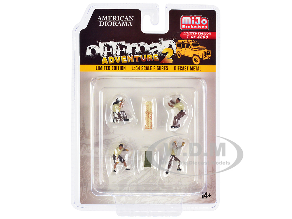 "Off-Road Adventure 2" 6 piece Diecast Set (4 Male Figurines and 2 Accessories) Limited Edition to 4800 pieces Worldwide for 1/64 Scale Models by Ame