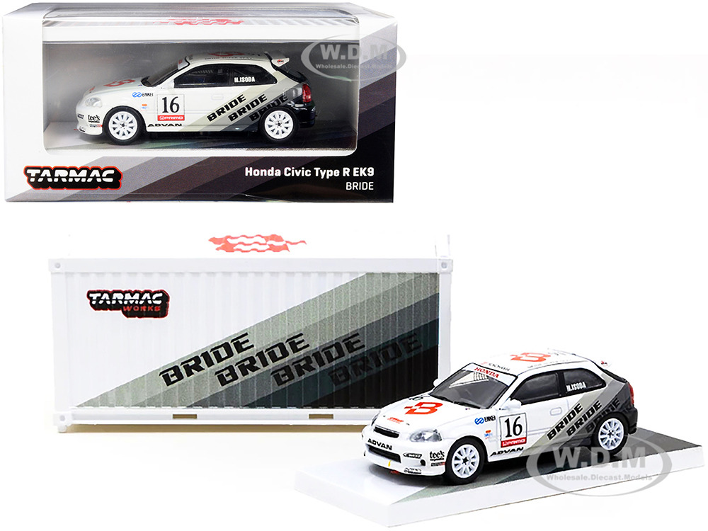 Honda Civic Type R EK9 RHD (Right Hand Drive) 16 N. Isoda "Bride" with Container 1/64 Diecast Model Car by Tarmac Works