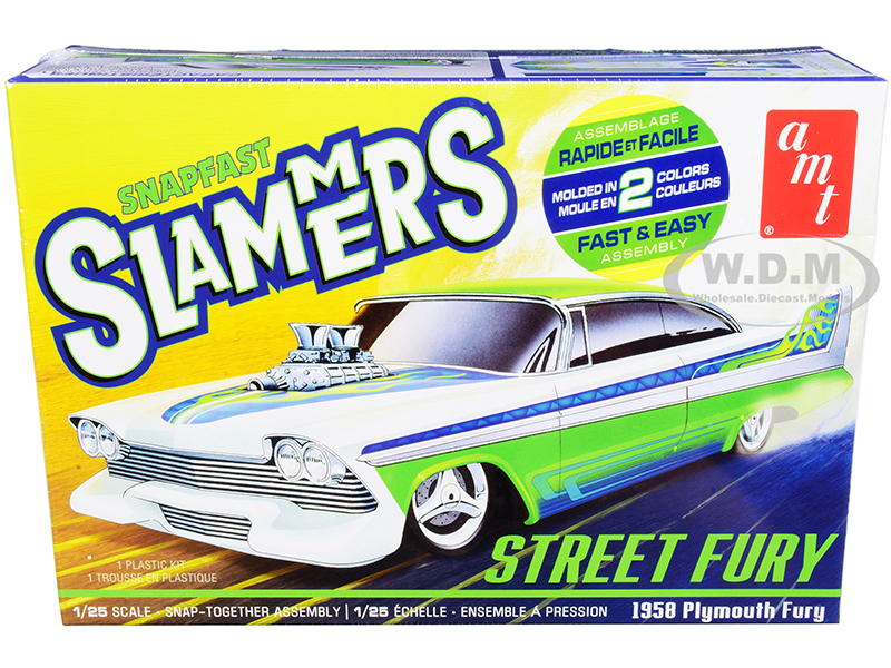 Skill 1 Snap Model Kit 1958 Plymouth Street Fury Slammers 1/25 Scale Model By AMT