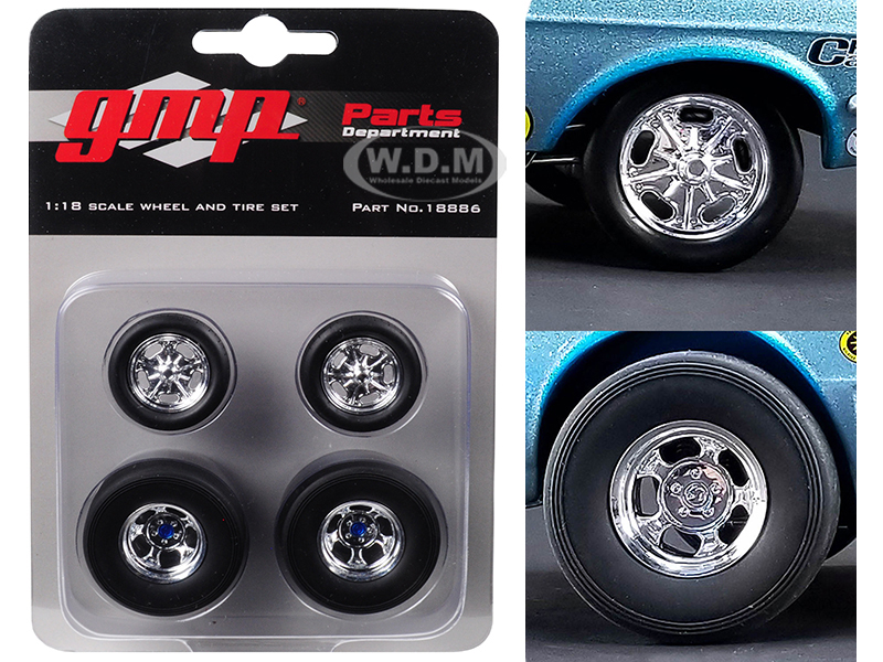 Image of Wheels and Tires Set of 4 from Ohio Georges 1967 Ford Mustang Malco Gasser 1/18 by GMP