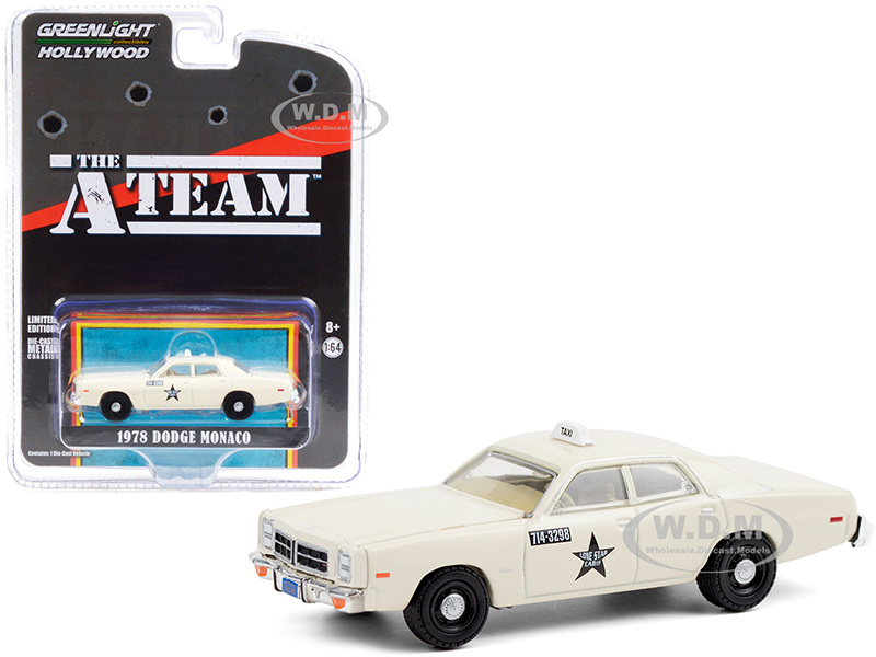 1978 Dodge Monaco Taxi Cream Lone Star Cab Co. The A-Team (1983-1987) TV Series Hollywood Special Edition 1/64 Diecast Model Car by Greenlight
