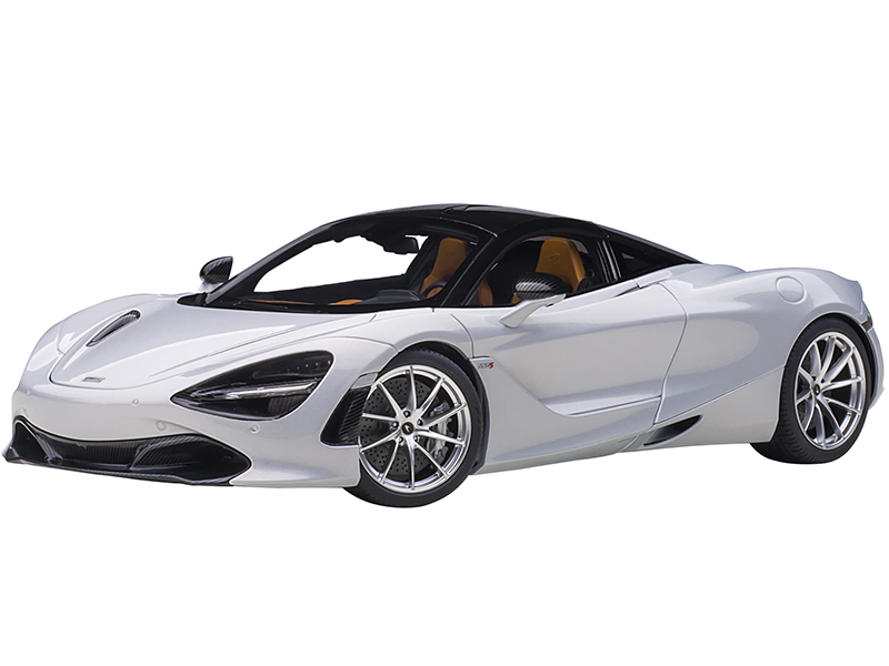 Image of McLaren 720S Glacier White Metallic with Black Top 1/18 Model Car by Autoart