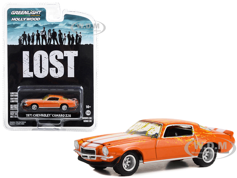 1971 Chevrolet Camaro Z/28 Orange with White Stripes (Dirty Version) "Lost" (2004-2010) TV Series "Hollywood Series" Release 38 1/64 Diecast Model Ca