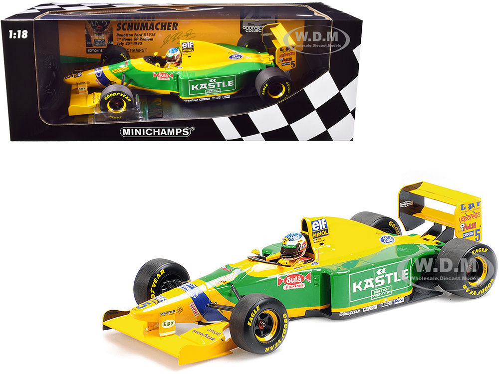 Image of Benetton Ford B193B 5 Michael Schumacher 1st Home Podium German GP Formula One F1 (1993) 1/18 Diecast Model Car by Minichamps