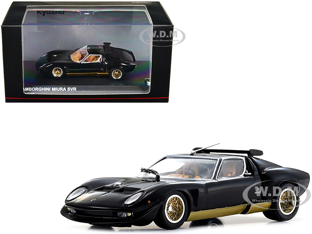 Lamborghini Miura SVR Black With Gold Accents And Wheels 1/43 Diecast Model Car By Kyosho