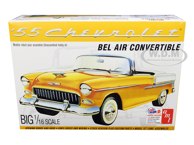 Skill 3 Model Kit 1955 Chevrolet Bel Air Convertible 2 in 1 Kit 1/16 Scale Model by AMT