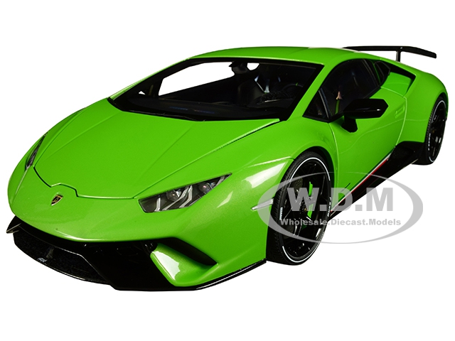 Image of Lamborghini Huracan Performante Verde Mantis / Pearl Effect Green with Black Wheels 1/18 Model Car by Autoart