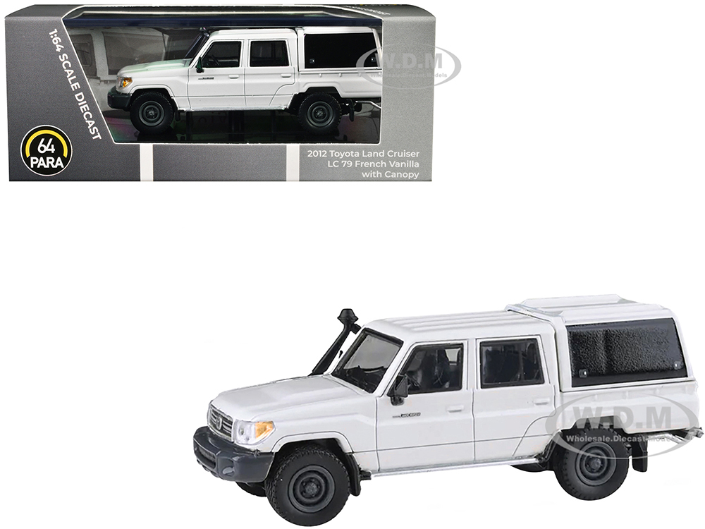 2012 Toyota Land Cruiser LC 79 French Vanilla White with Canopy 1/64 Diecast Model Car by Paragon Models
