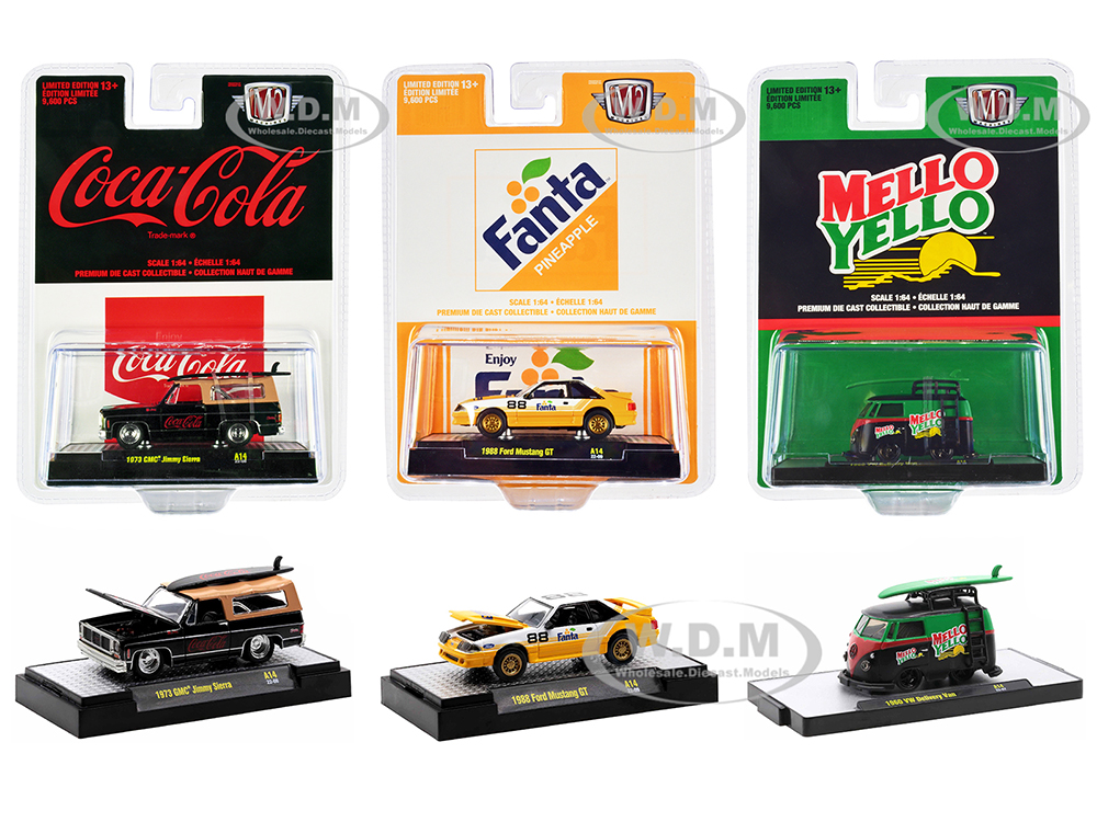 "3 Sodas" Set of 3 pieces Release 14 Limited Edition to 9600 pieces Worldwide 1/64 Diecast Model Cars by M2 Machines
