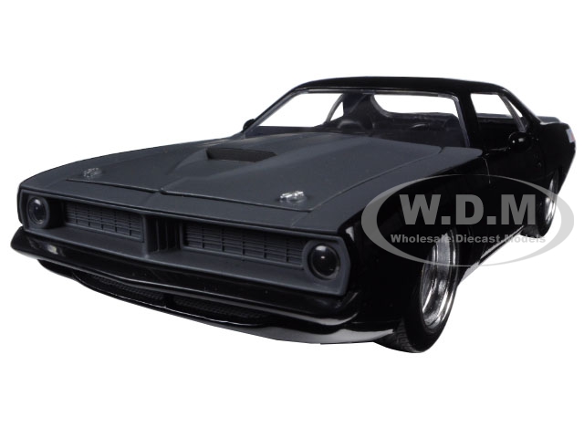 Lettys Plymouth Barracuda Matt Black Fast & Furious 7 Movie 1/24 Diecast Model Car by Jada