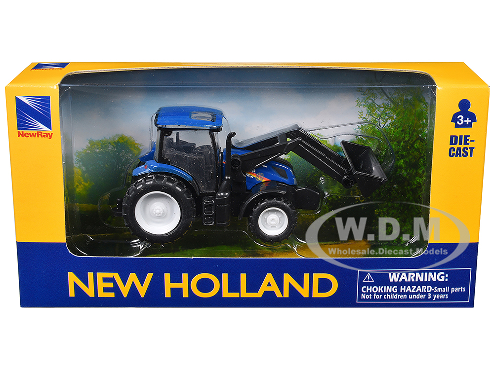 New Holland T6.175 Tractor with Front Loader Blue Diecast Model by New Ray