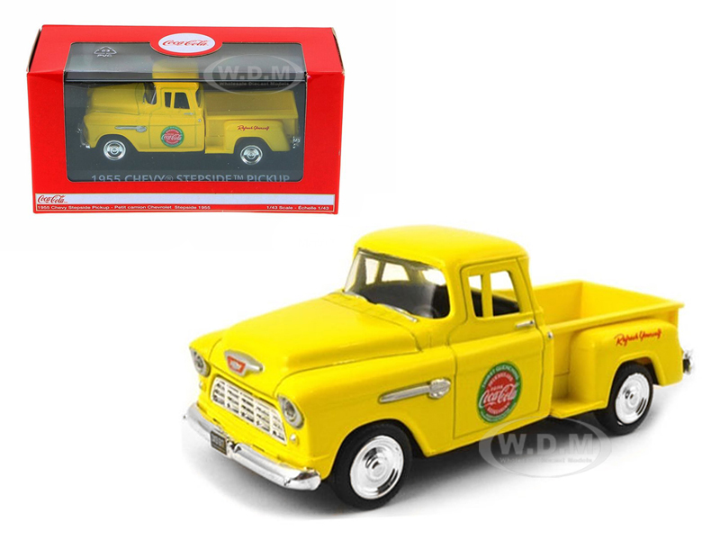 1955 Chevrolet Stepside Pickup Truck "Coca-Cola" Yellow 1/43 Diecast Model Car by Motorcity Classics